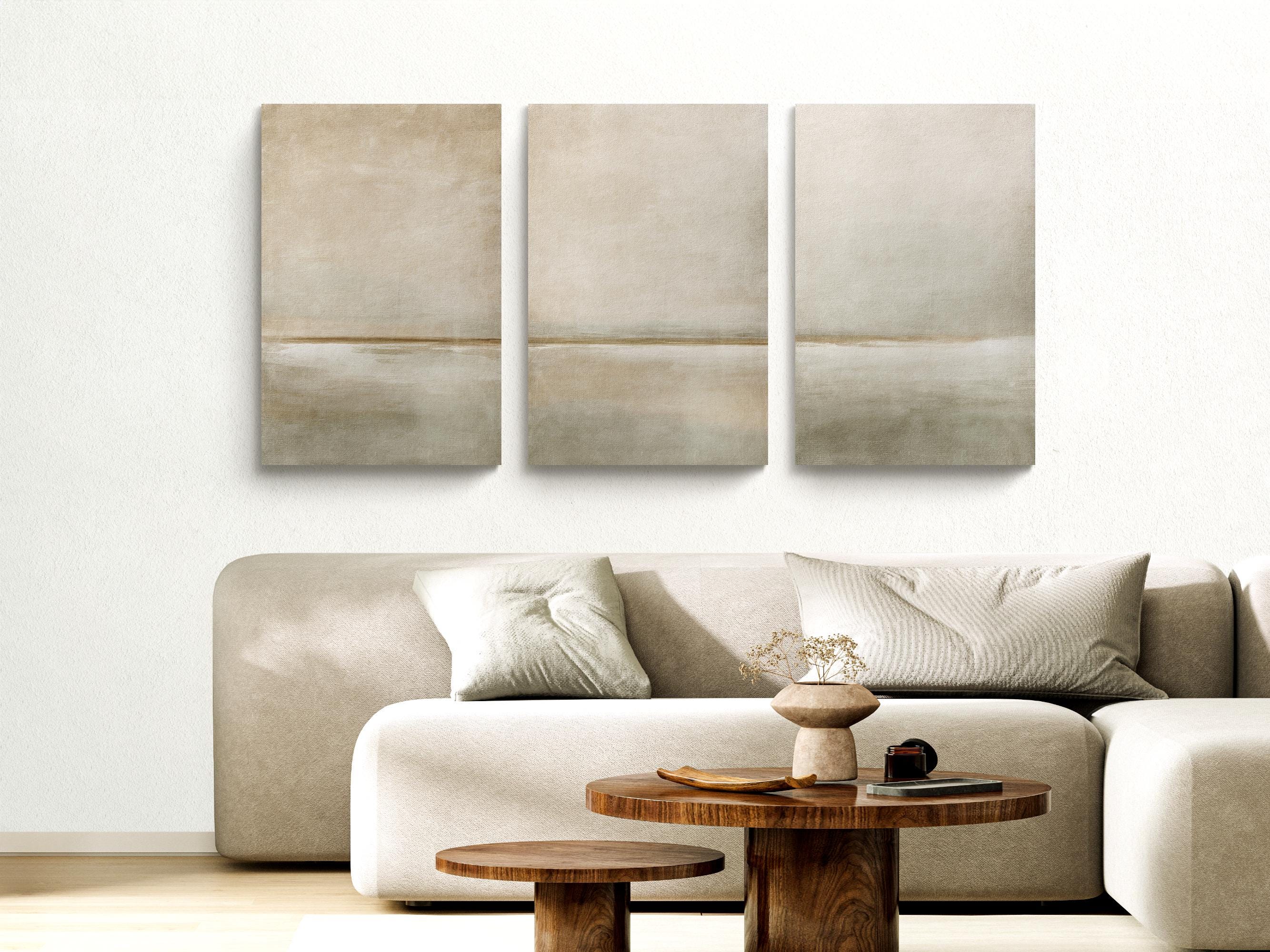 Modern Neutral Abstract Printable Wall Art Set of 3 Muted Beige & Cream ...