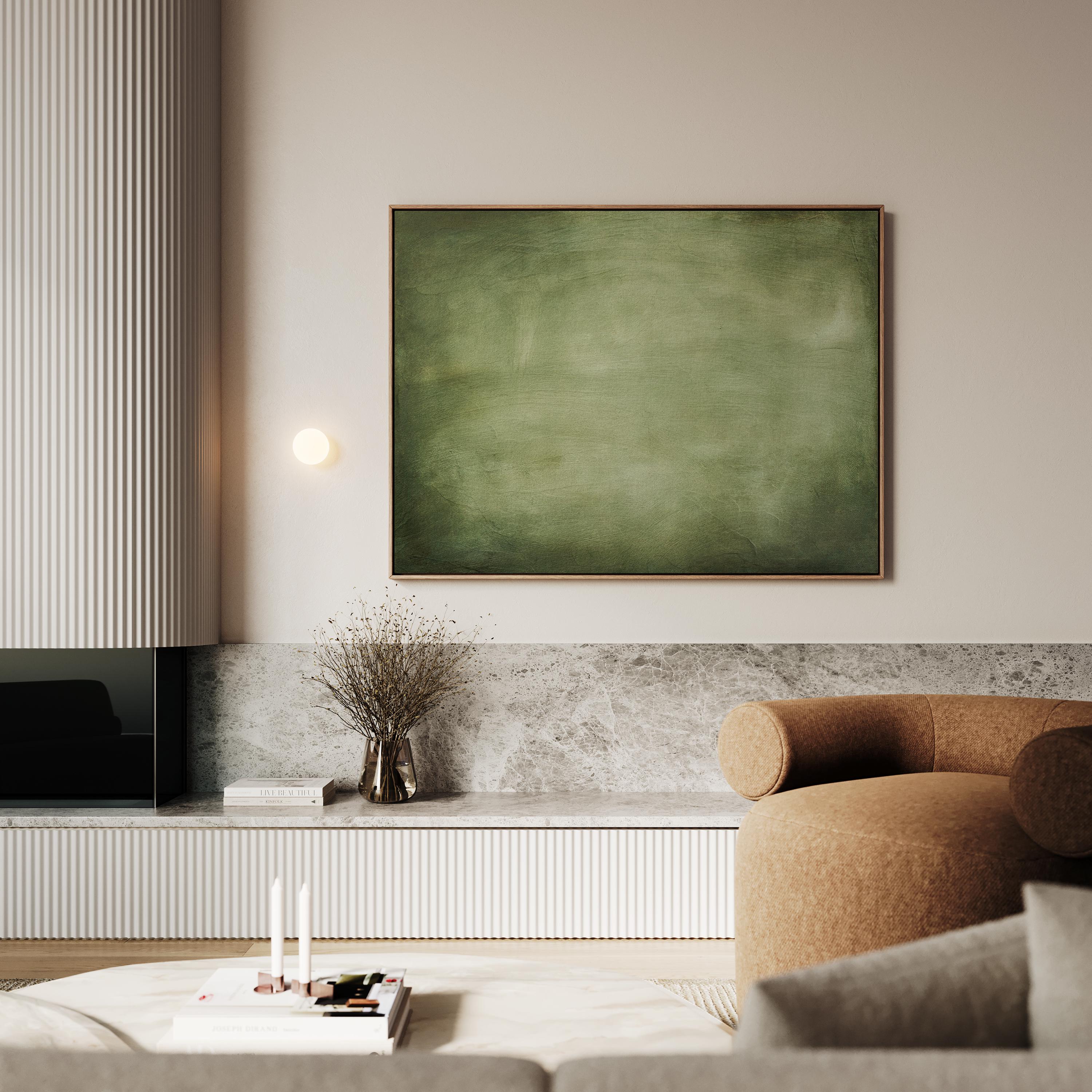 Horizontal Wabi Sabi Art Print | Olive Green Textured Abstract