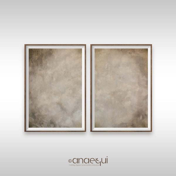 Modern Neutral Wabi Sabi Wall Art of 2 Organic Earthy Color Print Set, Warm Minimalist Digital Abstract Prints, Apartment Decor Aesthetic