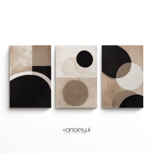 Modern Neutral Abstract Gallery Wall Art Set of 3 Neutral Nordic Prints Modern Abstract Art Black Beige Japandi Printable Abstract Art Decor
