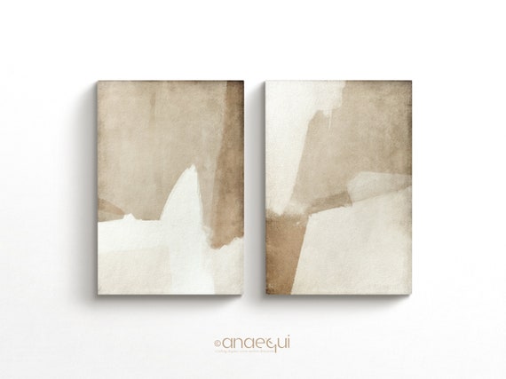 Wabi Sabi Wall Art Set of 2 Neutral Beige Abstract Prints, Japandi Minimal Textured Decor, Soft Earthy Color Palette, Digital Downloada