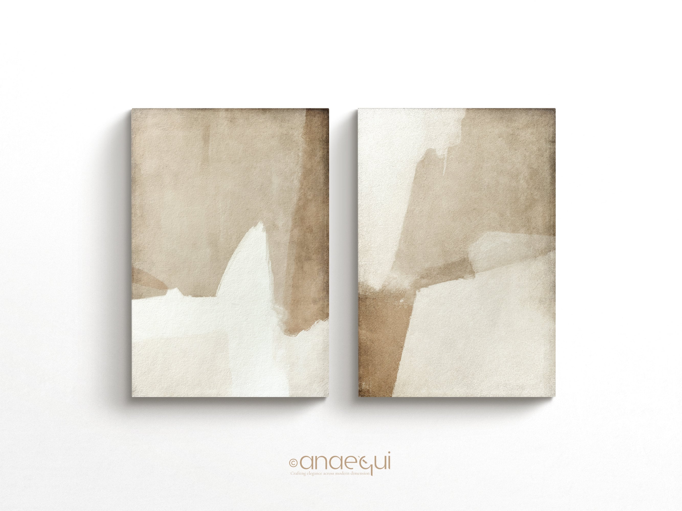Wabi Sabi Wall Art Set of 2 Neutral Beige Abstract Prints, Japandi ...