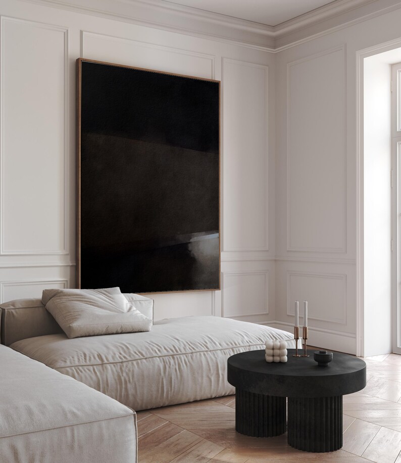 Modern Black Wabi Sabi Wall Art Prints Textured Abstract Art Black HD