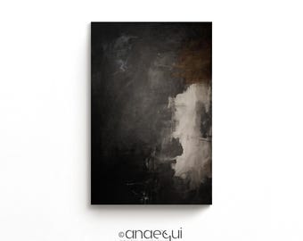 Black Abstract Painting, Modern Textured Wabi Sabi Print (Digital Printable)