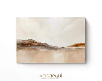 Modern Neutral Abstract Printable Wall Art Print, Warm Minimalist Earthy Terracotta Tones, Digital Abstract Landscape Painting, Downloadable