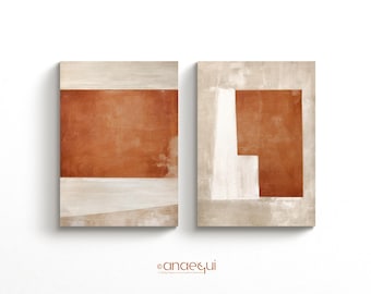Wabi Sabi Terracotta Abstract Print Set, Japandi Decor (Digital Download)