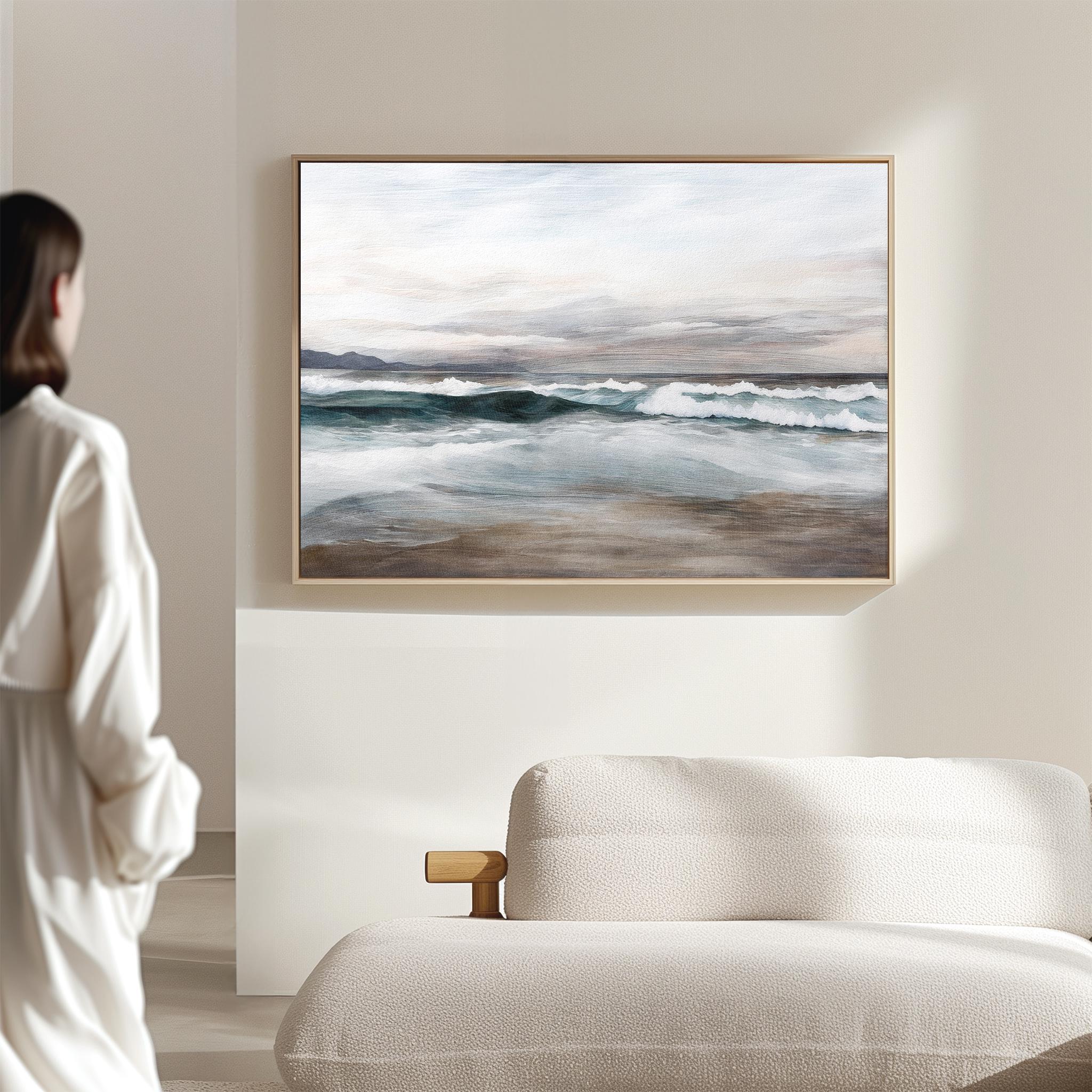Modern Abstract Printable Seascape Wall Art | Muted Pastel Blue ...