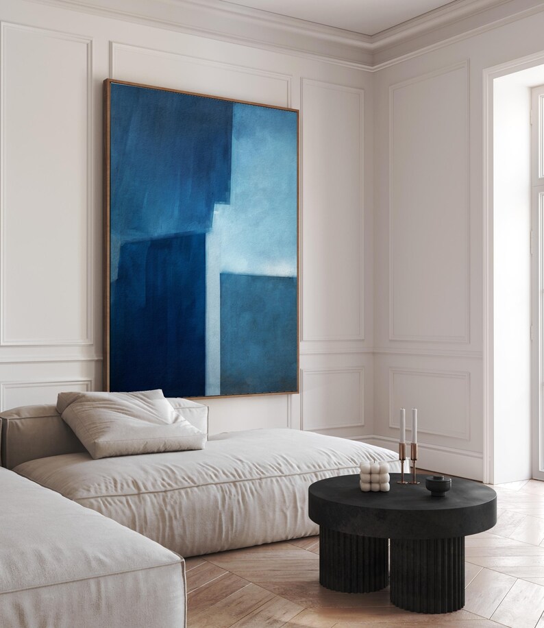 Modern Abstract Wabi Sabi Wall Art Print | Organic Blue Textured ...