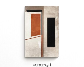 Terracotta Beige Abstract Art Print, Modern Wabi-Sabi Wall Decor (Digital Download)