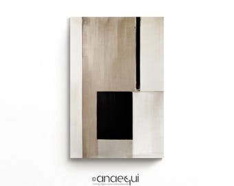 Wabi Sabi Abstract Art Print, Black White Beige Tones (Digital Download)