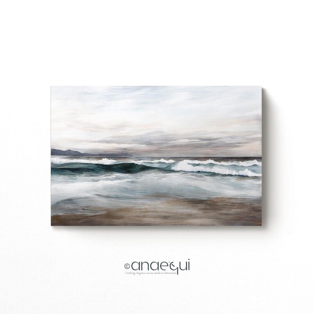 Abstract Seascape Print | Muted Pastel Coastal Wall Art (digital ...