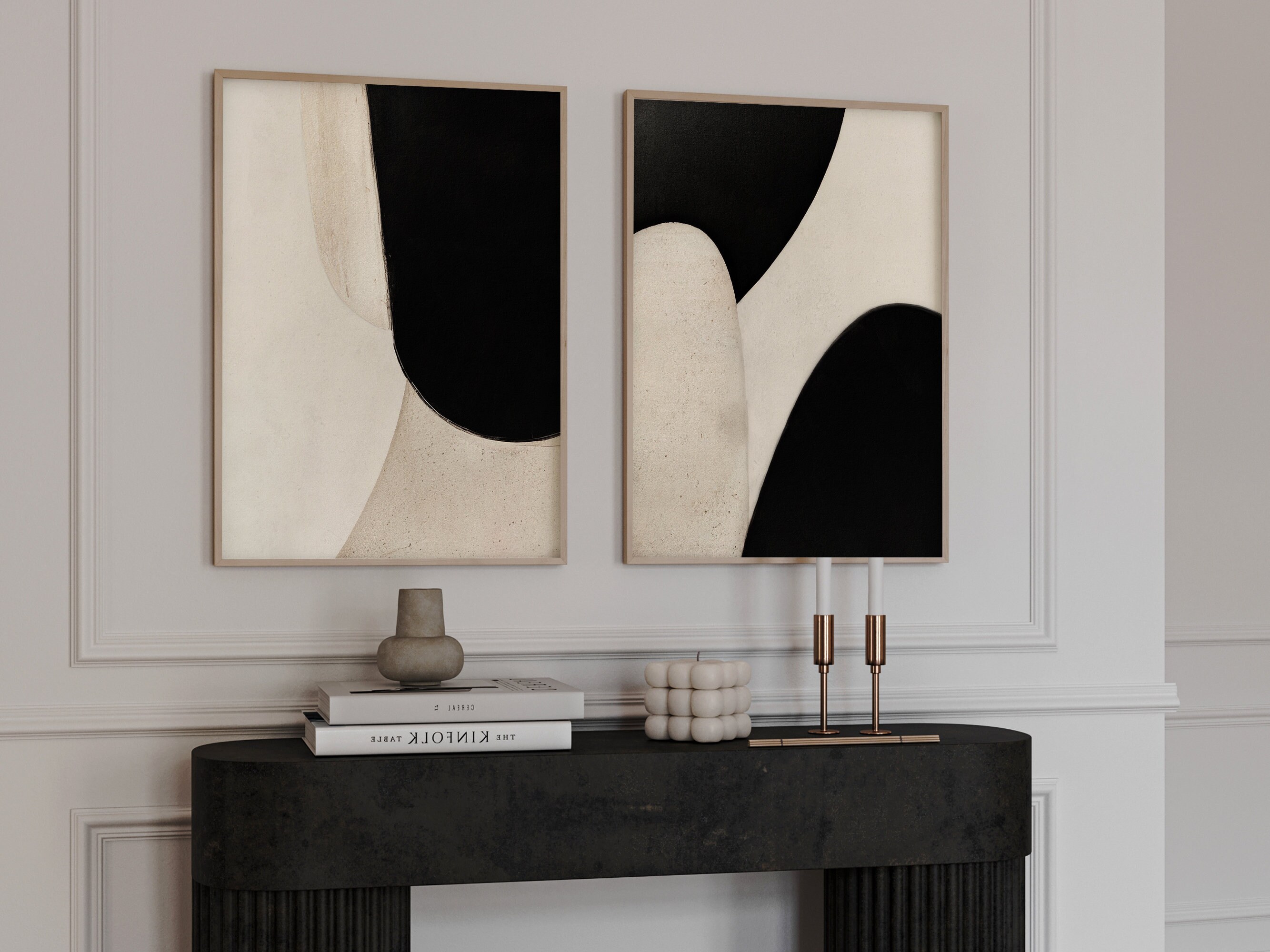 Japandi Wall Art Prints | Set of Two Pieces | Digital Abstract Textured ...