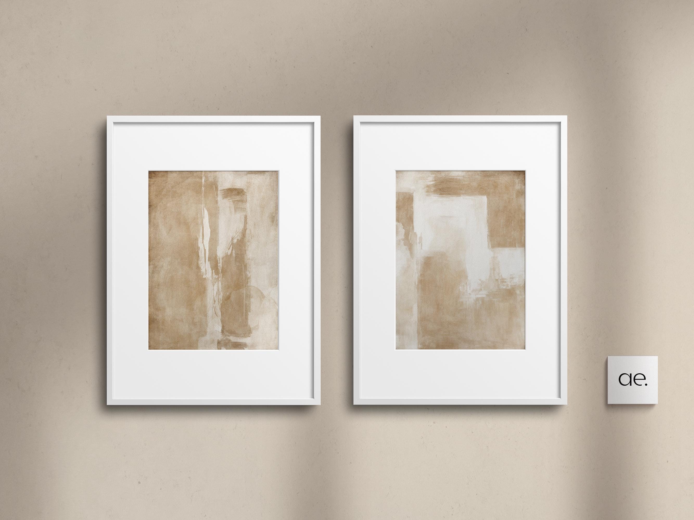 Modern Neutral Wabi Sabi Wall Art of 2 Organic Earthy Beige Print Set ...