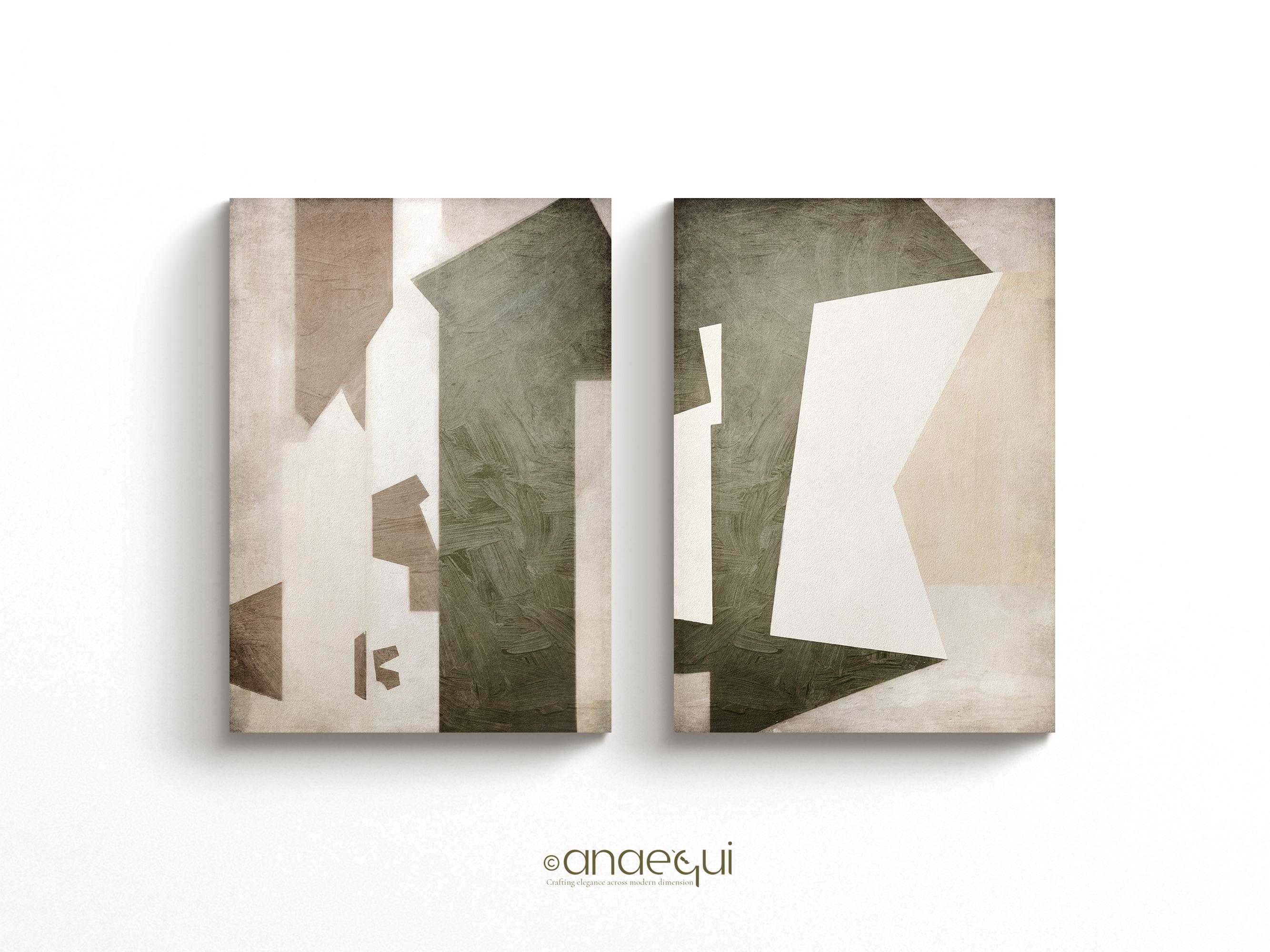 Modern Neutral Wabi Sabi Wall Art of Set 2 Organic Earthy & Sage Green ...