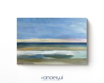 Abstract Coastal Seascape Print, Blue-Green Ocean, Modern Minimalist (Digital Download)