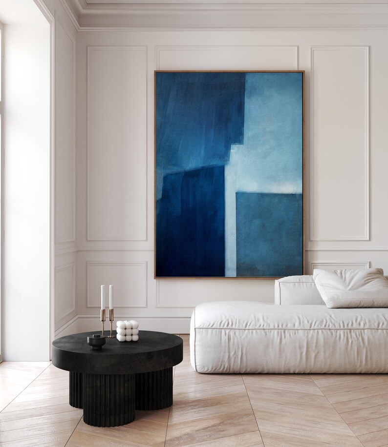 Modern Abstract Wabi Sabi Wall Art Print | Organic Blue Textured ...