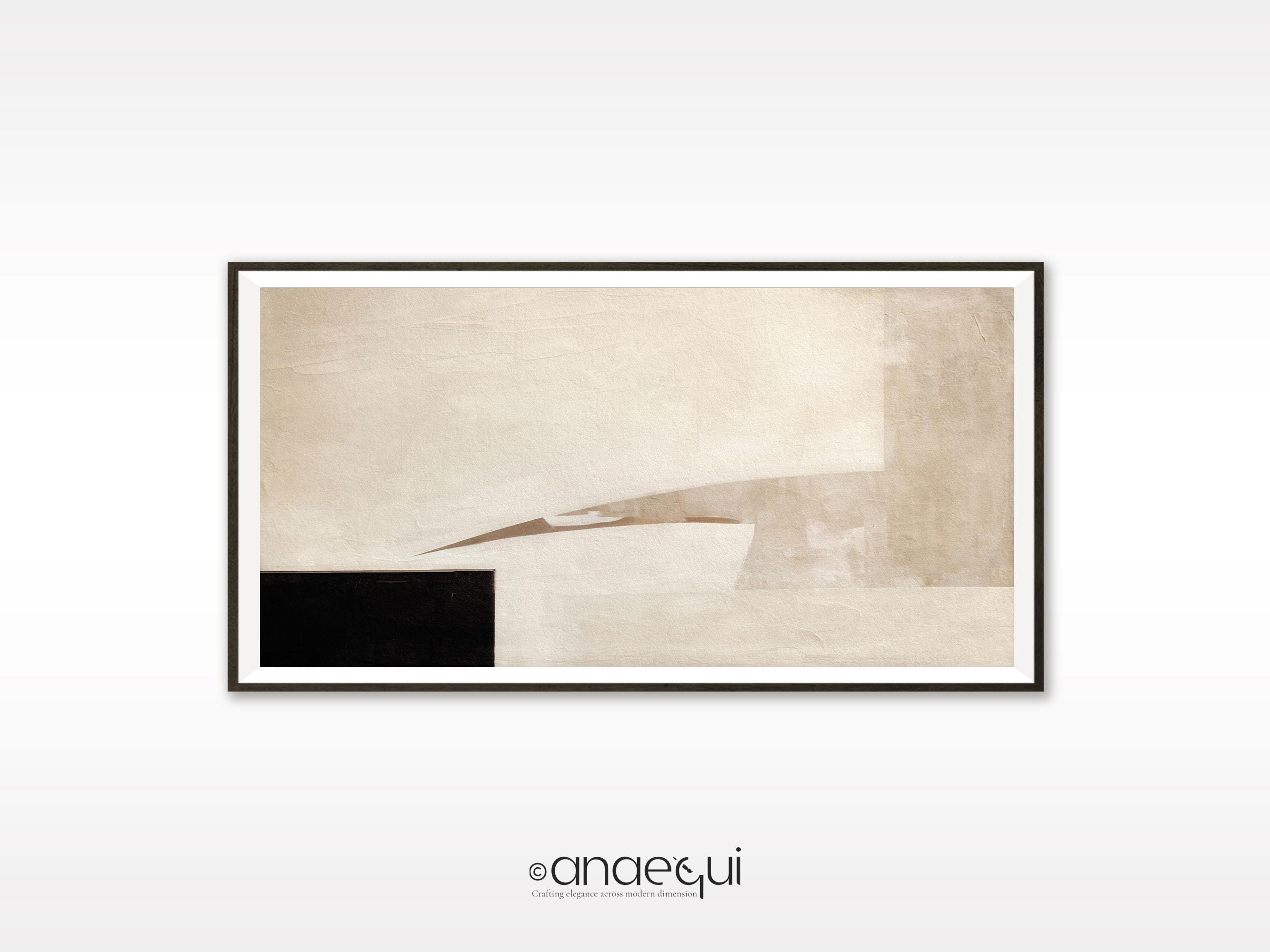Wabi Sabi Wall Art Print | Beige Black Abstract Painting (digital ...