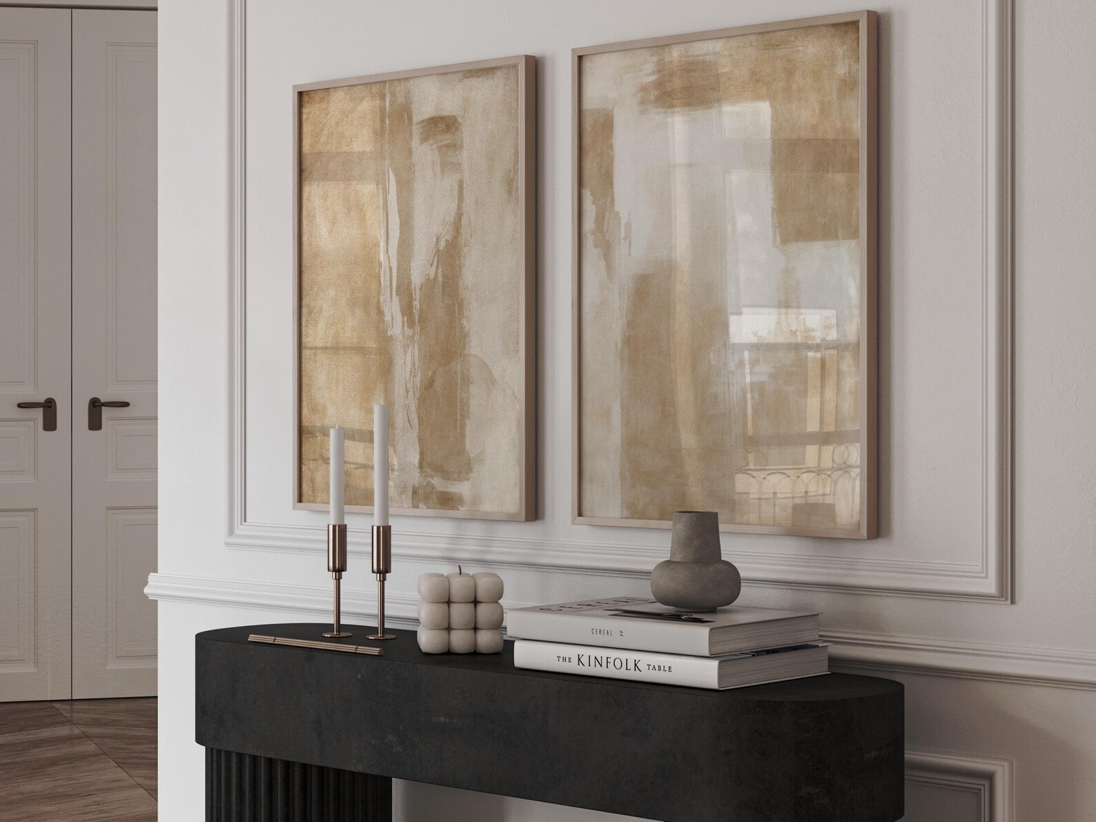 Modern Neutral Wabi Sabi Wall Art of 2 Organic Earthy Beige Print Set ...