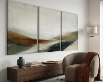 Interior Designer Wall Art | Professional Home Staging Decor | Set of 3 Abstract Prints | Rust and Terracotta Living Room Triptych