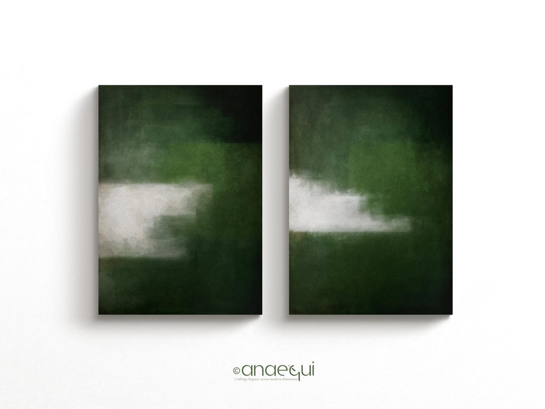Modern Neutral Wabi Sabi Wall Art of 2 Organic Soft Forest Green Print ...