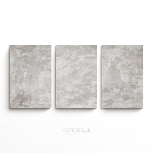 Modern Grey Concrete Textured Wall Art Set of 3 Prints - Abstract Wabi Sabi Art - Minimalist Industrial Wall Art -