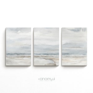 Modern Abstract Printable Wall Art Set of 3, Beige and Grey, Neutral Color Palette, Minimalist Serene Gallery Wall, Modernist Home Decor