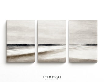 Neutral Abstract Landscape Prints | Nordic Triptych Wall Art (Digital Download)