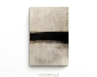 Wabi Sabi Abstract Art Print, Cream White & Black Tones (Digital Download)