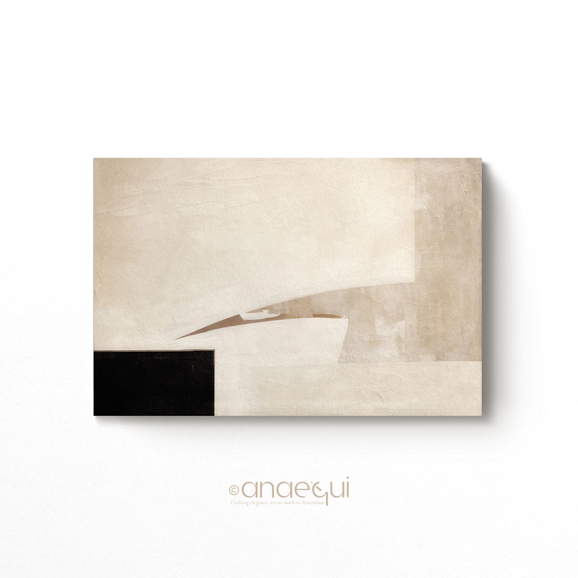 Wabi Sabi Wall Art Print | Beige Black Abstract Painting (digital ...