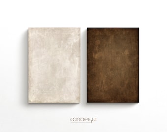 Wabi Sabi Wall Art Prints | Set of Two | Printable Abstract Textured | Cream & Brown Earthy Color Palette | Modern Apartment Decor Aesthetic