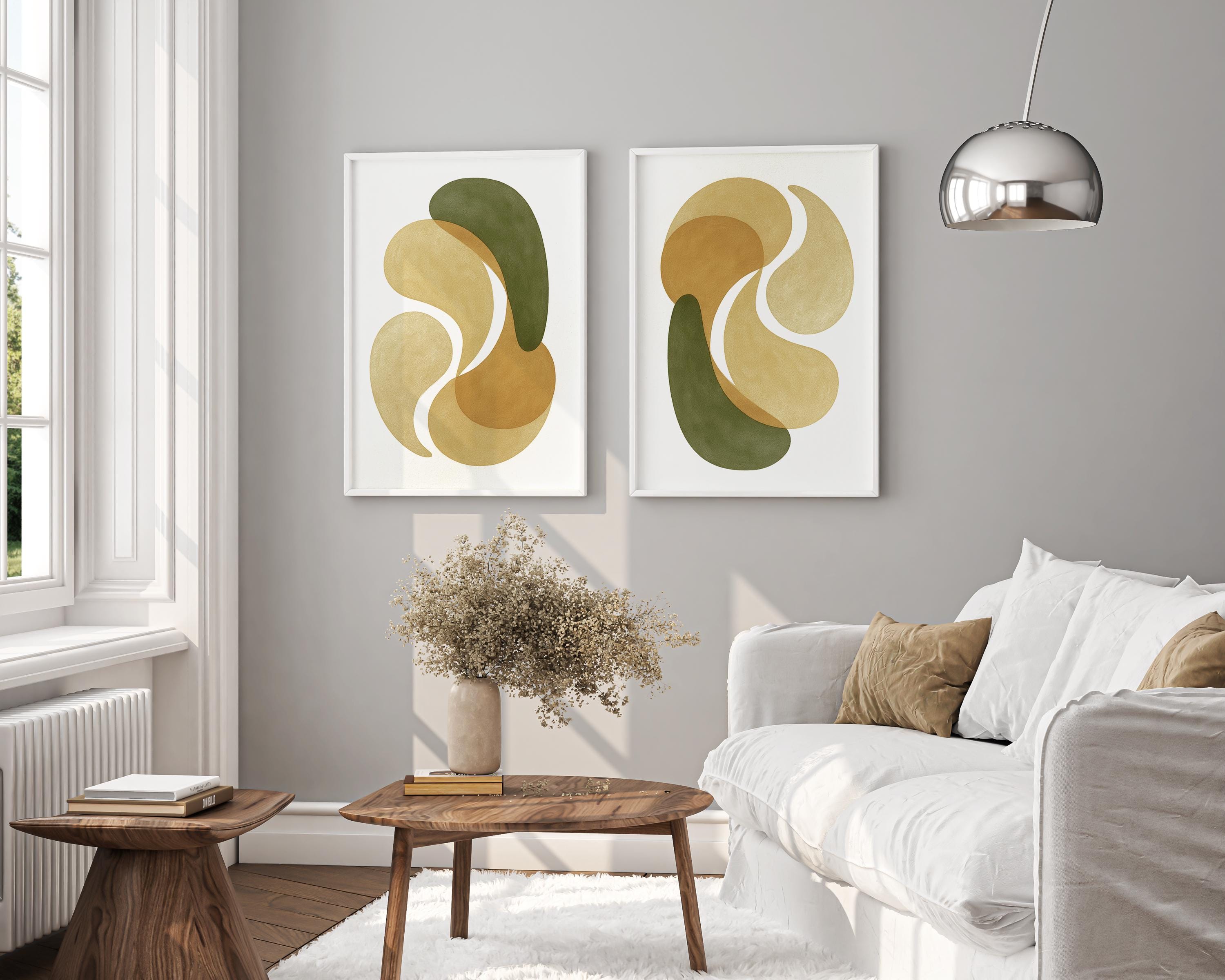 Printable Japandi Wall Art Set of 2 | Abstract Organic Prints | Sage ...