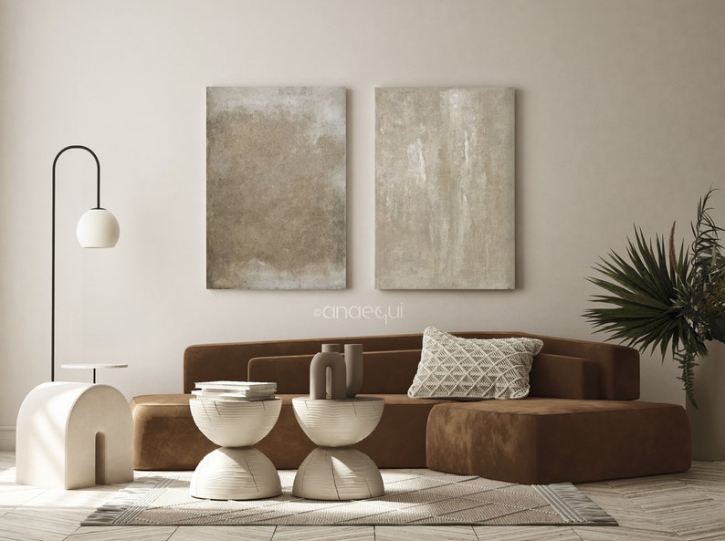 Wabi Sabi Printable Wall Art Set of 2 Neutral Abstract Prints, Beige ...