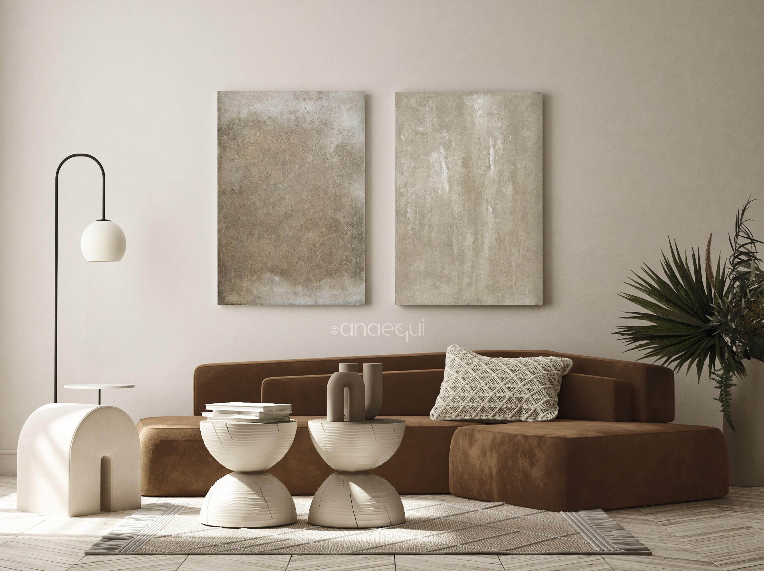 Wabi Sabi Printable Wall Art Set of 2 Neutral Abstract Prints, Beige ...
