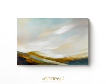 Relaxing Minimalist Landscape Printable Painting | Digital Instant Downloadable Abstract Oil Painting | Neutral Earthy Interior Wall Decor