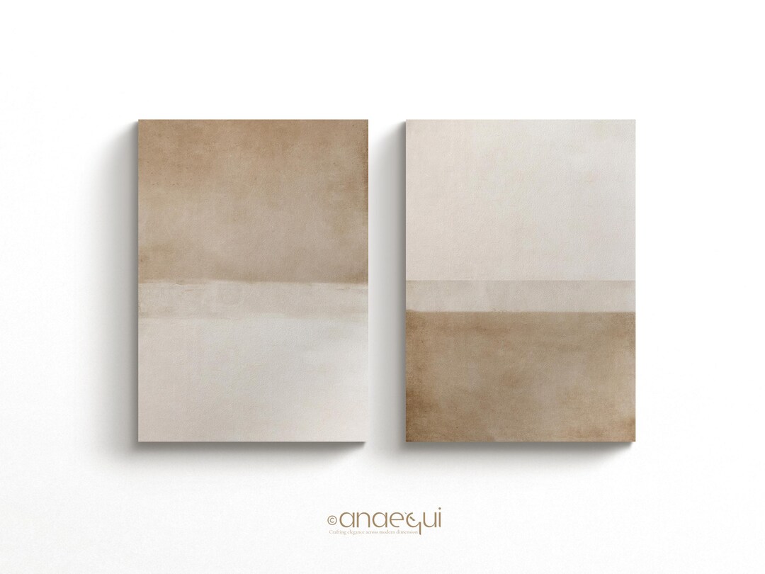 Beige Earth Tone Wabi Sabi Wall Art | Japandi Minimalist Set of 2 ...