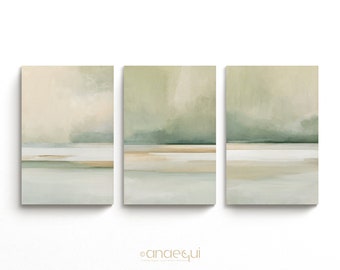 Modern Neutral Abstract Printable Wall Art Set of 3 Sage Green Earthy Color Palette, Minimalist Serene Gallery Wall, Modernist Home Decor