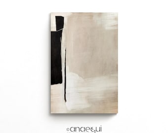 Wabi Sabi Abstract Art Painting, Black White Beige Tones (Digital Printable)