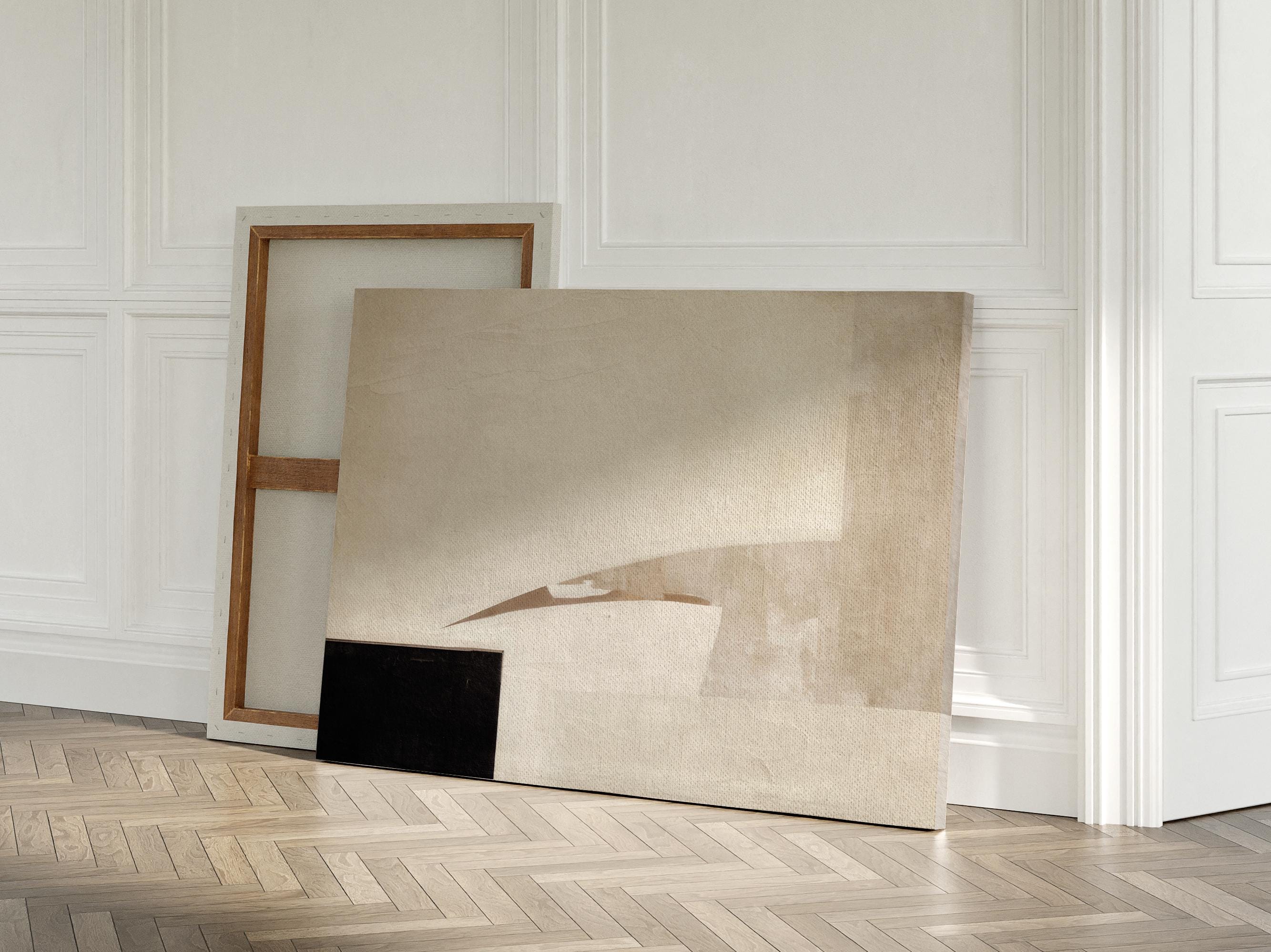 Wabi Sabi Wall Art Print | Beige Black Abstract Painting (digital ...