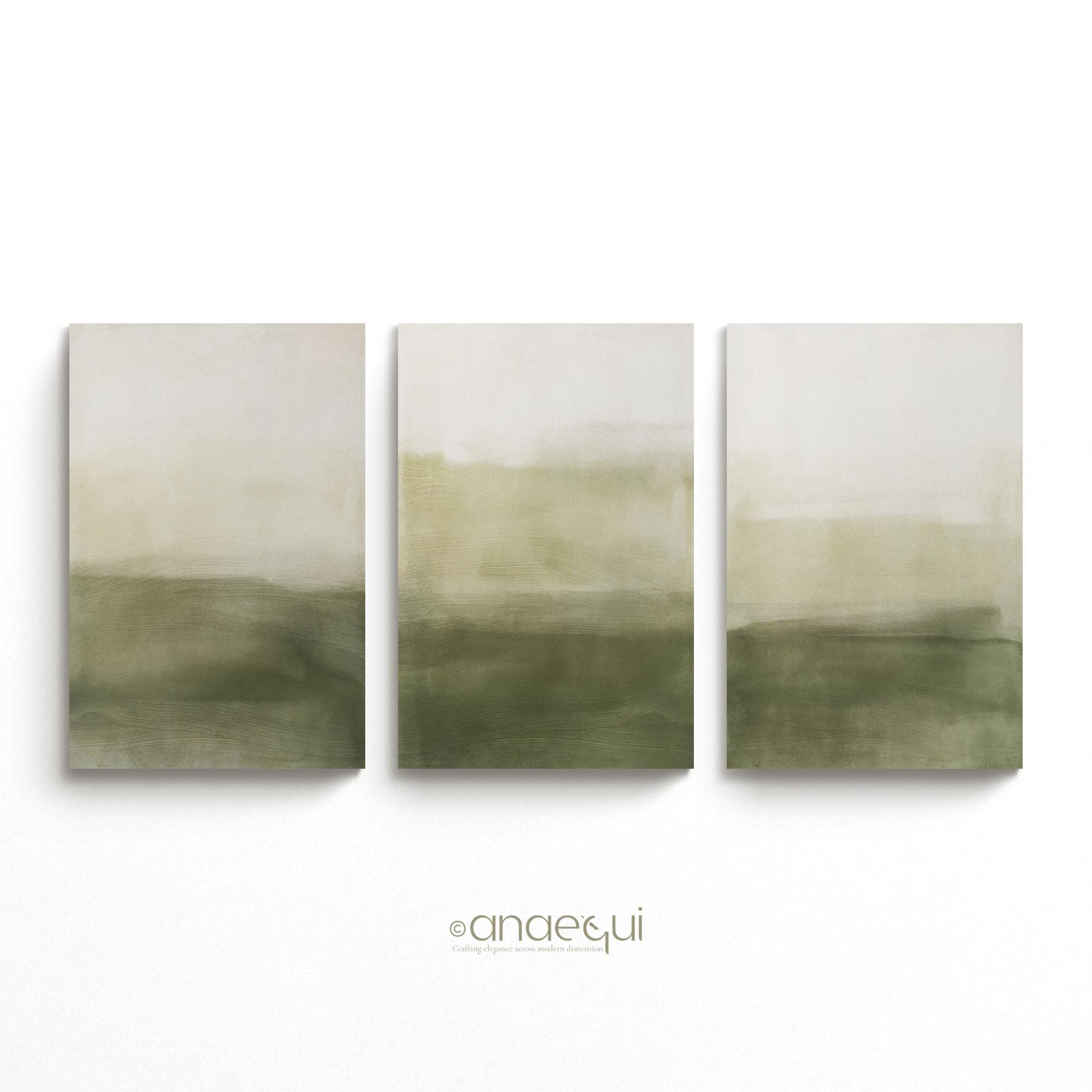 Sage Green Abstract Art Print Set, Modern Minimalist Decor (digital ...