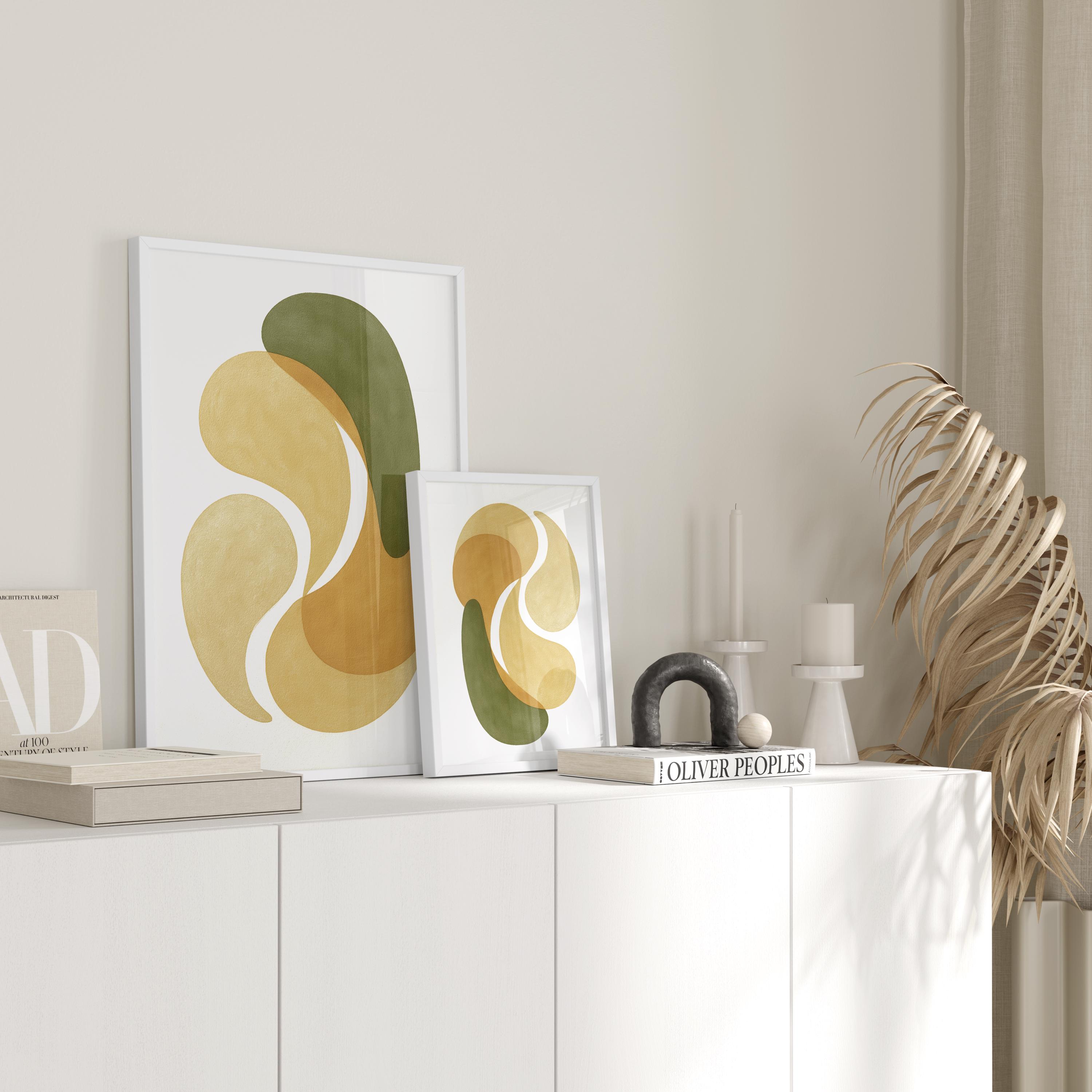 Printable Japandi Wall Art Set of 2 | Abstract Organic Prints | Sage ...