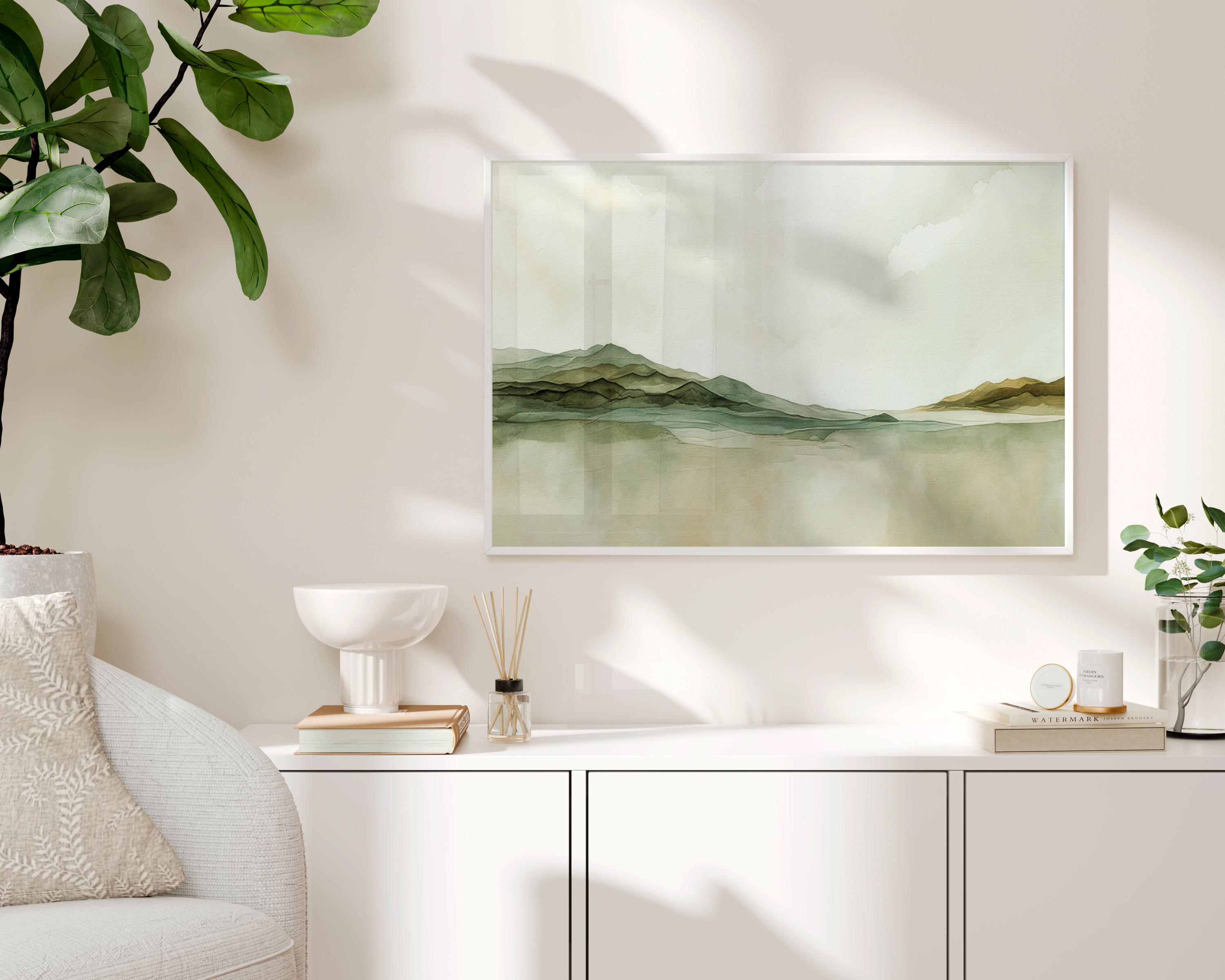 Sage Green Abstract Landscape Print, Minimalist Earth Tone Wall Art ...