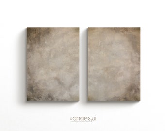 Modern Neutral Wabi Sabi Wall Art of 2 Organic Earthy Color Print Set, Warm Minimalist Digital Abstract Prints, Apartment Decor Aesthetic