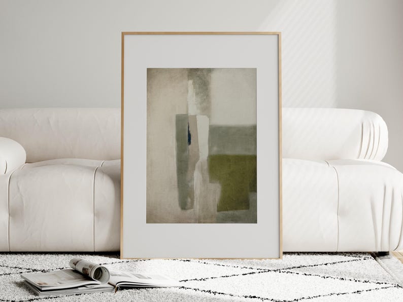 Modern Neutral Wabi Sabi Wall Art of 2 Organic Earthy Sage Green Print ...