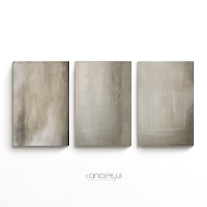 Wabi Sabi Printable Wall Art Set of 3 Neutral Abstract Prints, Beige & Grey Minimalist Zen Gallery Wall, Scandi Wall Decor, Japandi Wall Art