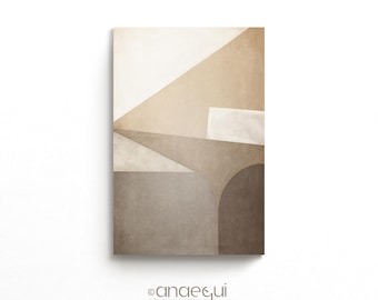 Neutral Beige Abstract Print, Wabi Sabi Geometric Art (Digital Download)