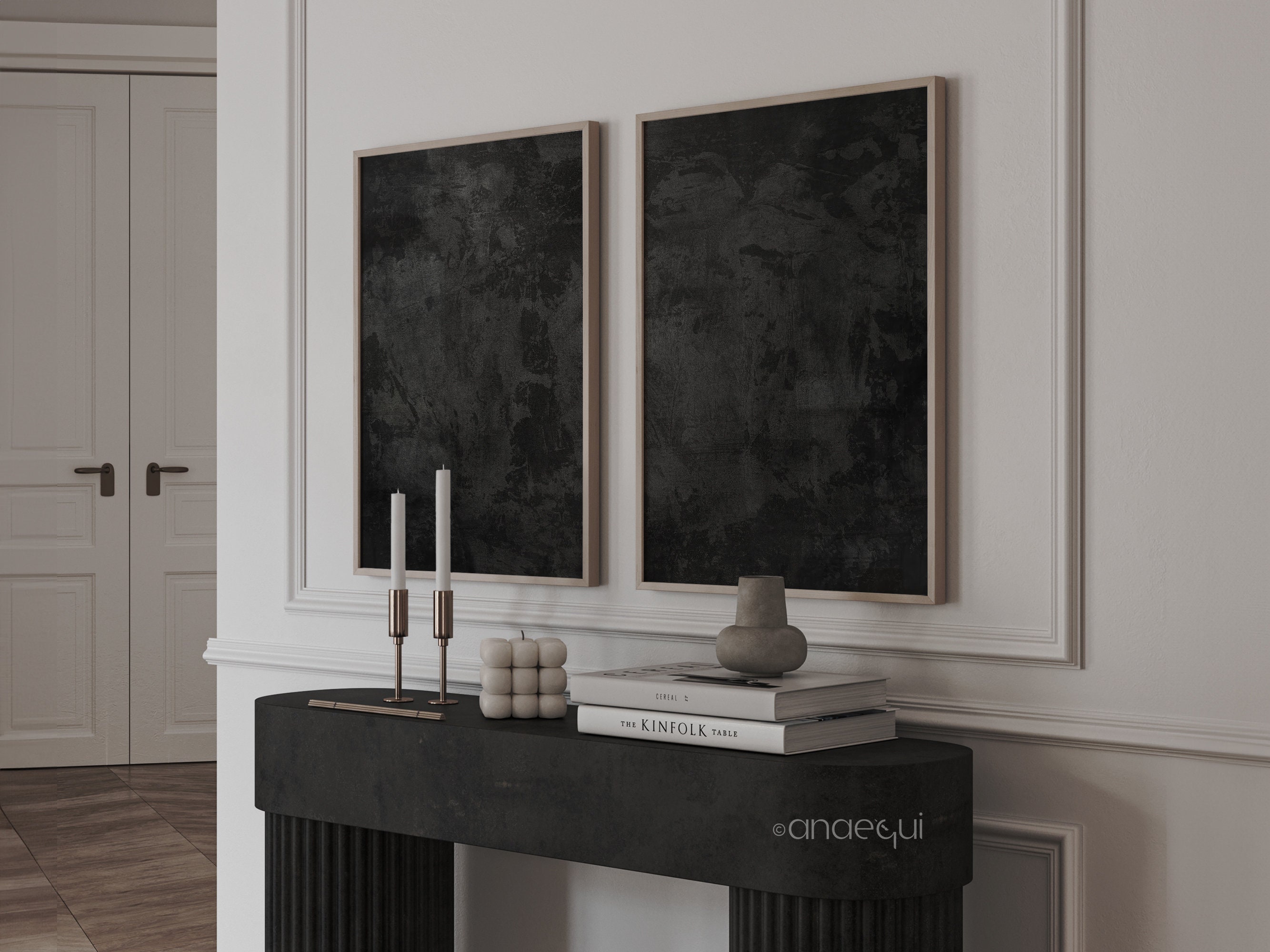 Modern Black Wabi Sabi Wall Art Prints Set of 2 Textured Abstract Art ...