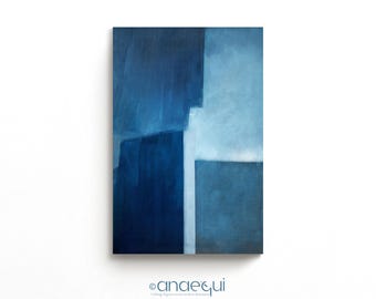 Blue Abstract Wabi Sabi Wall Art Print | Japandi Decor (Digital Download)