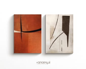 Wabi Sabi Terracotta Abstract Print Set, Japandi Decor (Digital Download)