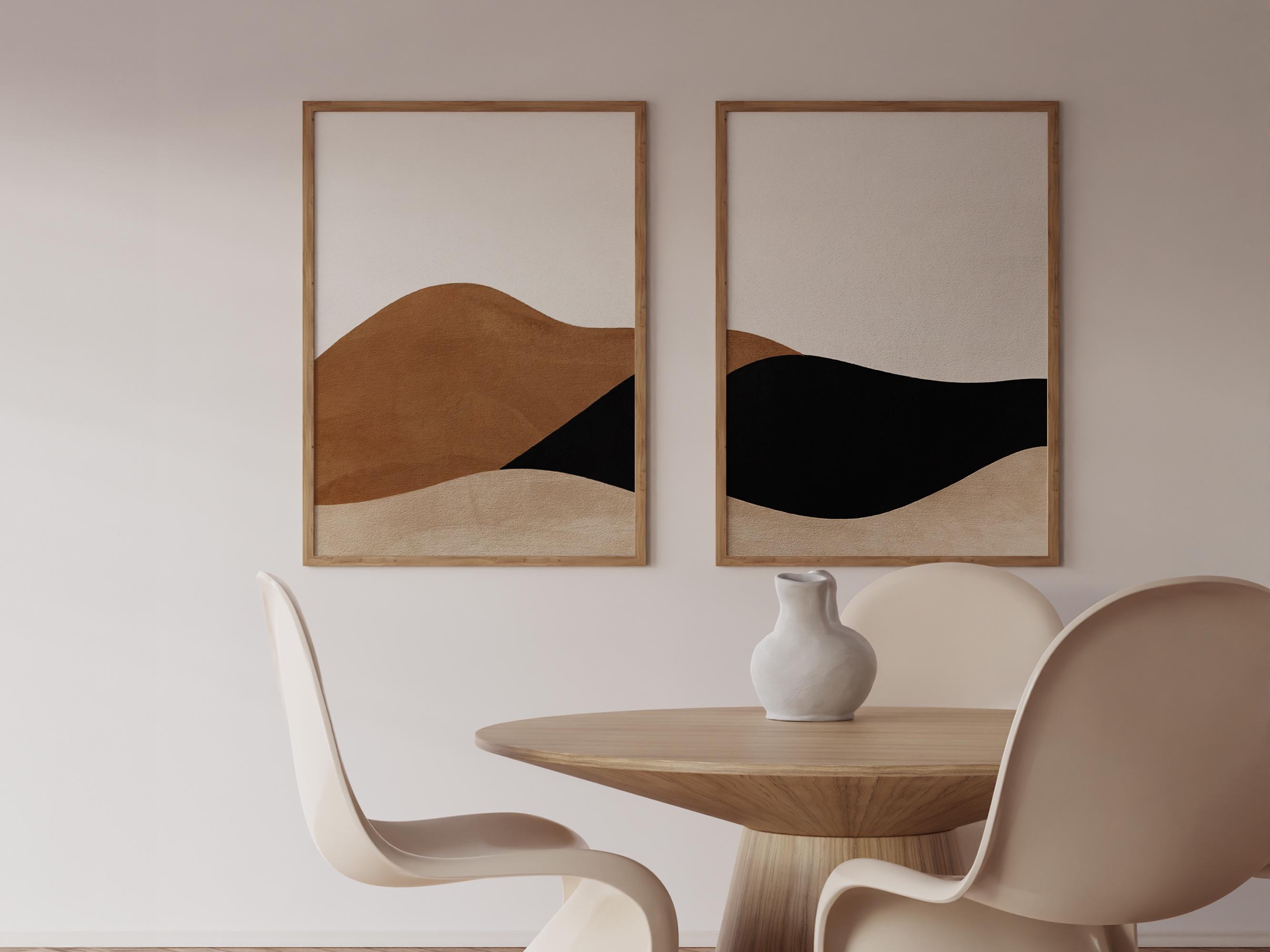 Japandi Earth Tone Abstract Print Set | Scandinavian Decor