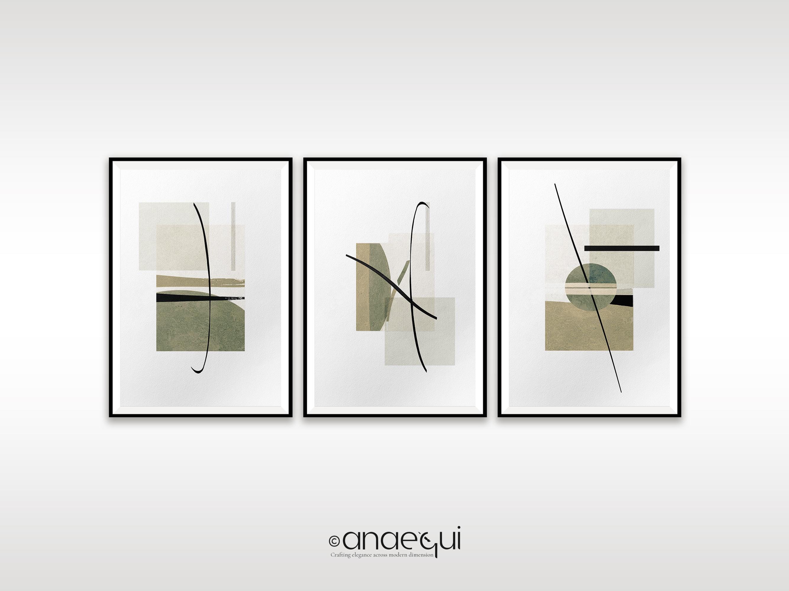 Japandi Wall Art Set, Minimalist Sage Green Abstract Prints (digital ...